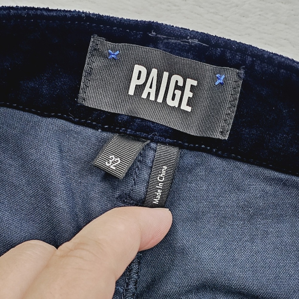 NEW Paige Womens 32 Mayslie Jogger Navy Blue Velvet Ankle Zip Utility Pants - Picture 5 of 14